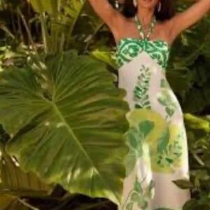 NWT WHBM Tie Neck Halter Midi in Lush Garden Size 14